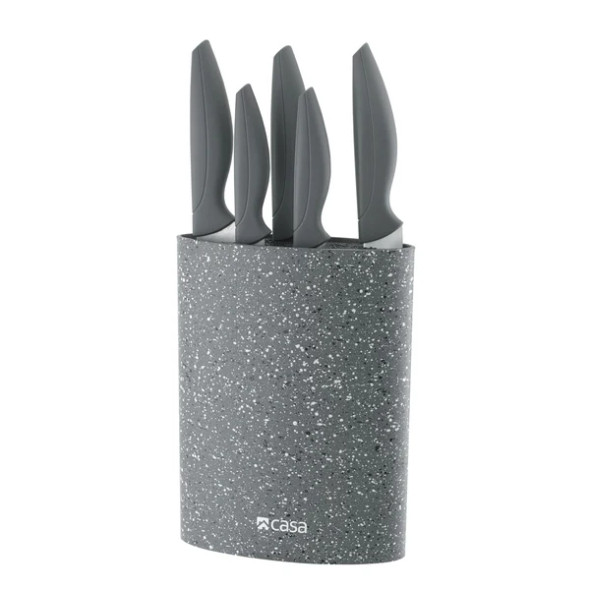 Firenze 5pc Knife & Block - Grey Marble