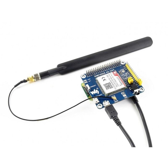 Waveshare 4G / 3G / 2G / GSM / GPRS / GNSS HAT for Raspberry Pi, LTE CAT4, for Southeast Asia, West Asia, Europe, Africa