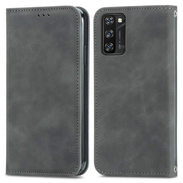 Blackview A100 Retro Skin Feel Business Magnetic Horizontal Flip Leatherette Case with Holder & Card Slots & Wallet & Photo Frame(Gray)