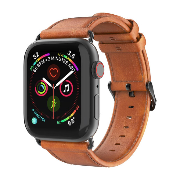 For Apple Watch Series 9 41mm DUX DUCIS Business Genuine Leather Watch Strap(Khaki)