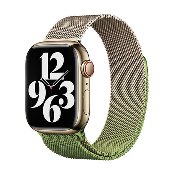 For Apple Watch SE 2023 40mm Milan Gradient Loop Magnetic Buckle Watch Band(Gold Green)