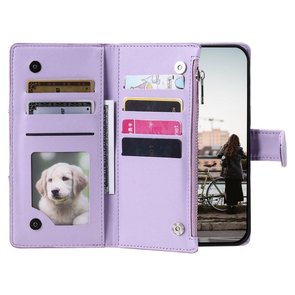 For iPhone 11 Glitter Lattice Zipper Wallet Leather Phone Case(Purple)