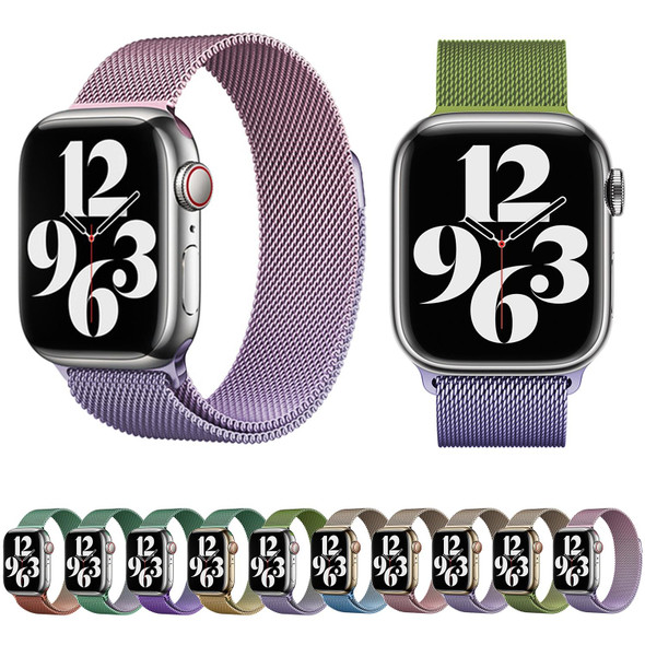 For Apple Watch Series 3 42mm Milan Gradient Loop Magnetic Buckle Watch Band(Purple Green)