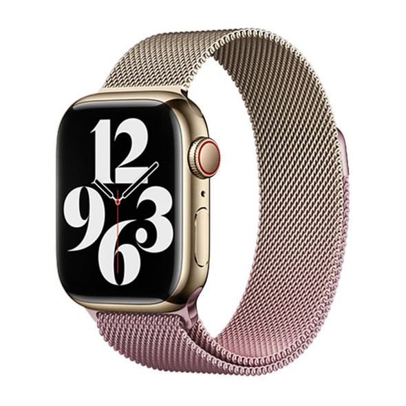 For Apple Watch SE 2022 44mm Milan Gradient Loop Magnetic Buckle Watch Band(Gold Light Pink)