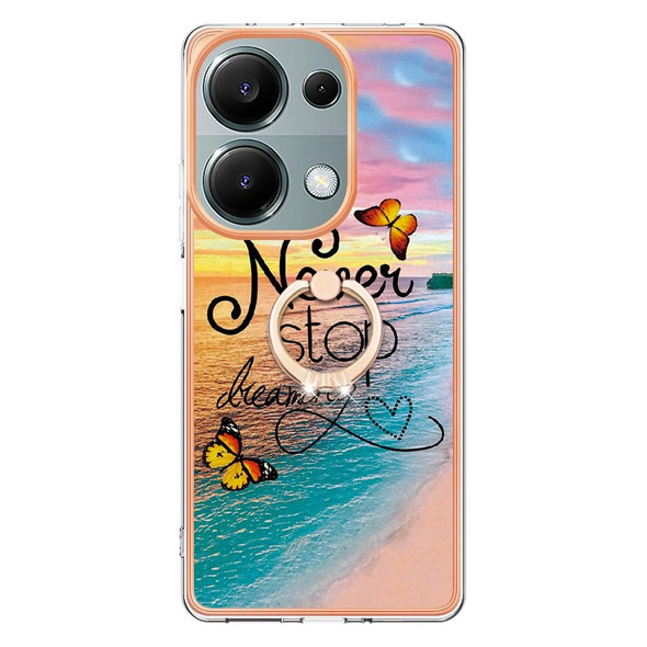 For Xiaomi Redmi Note 13 Pro 4G/Poco M6 Pro 4G Electroplating IMD TPU Phone Case with Ring(Dream Butterfly)