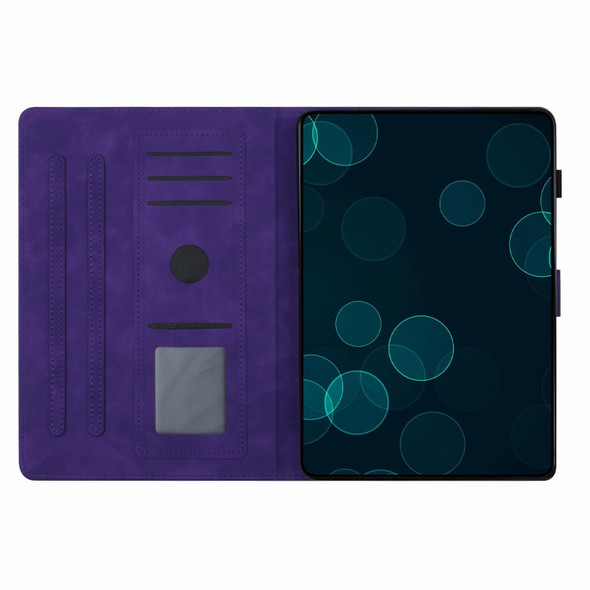 For Amazon Kindle Fire HD10 2023/2021 Coconut Tree Embossed Smart Leather Tablet Case(Purple)