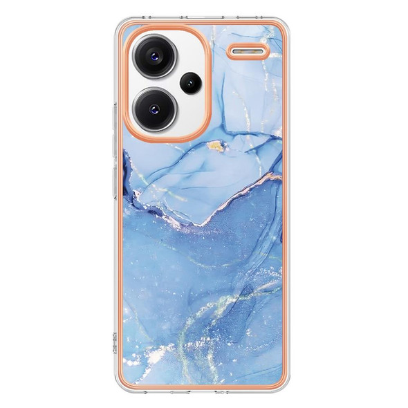 For Xiaomi Redmi Note 13 Pro+ Electroplating Marble Dual-side IMD TPU Phone Case(Blue 018)
