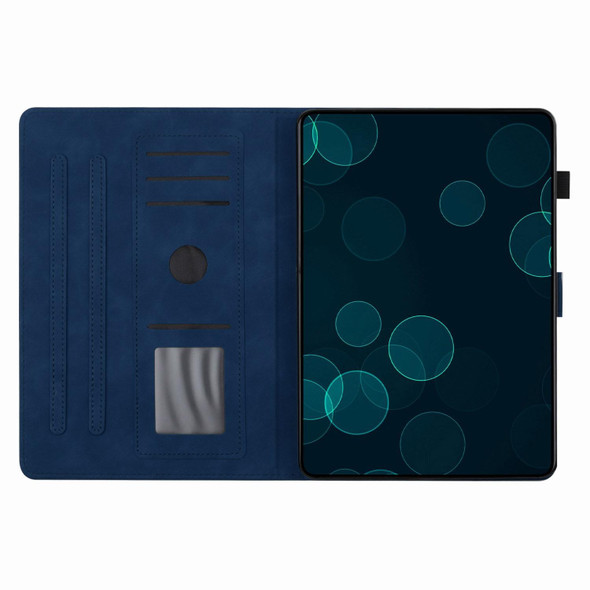 For Amazon Kindle Fire HD8 2022/2020 Coconut Tree Embossed Smart Leather Tablet Case(Blue)