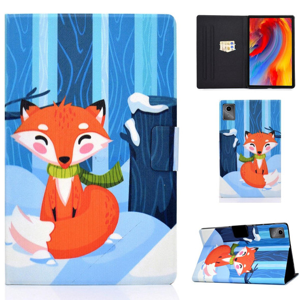 For Lenovo Tab M11 / Xiaoxin Pad 11 2024 Electric Pressed Colored Drawing Smart Leather Tablet Case(Fox)