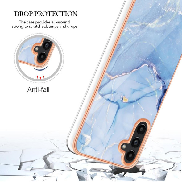 For Samsung Galaxy A35 5G Electroplating Marble Dual-side IMD Phone Case(Blue 018)