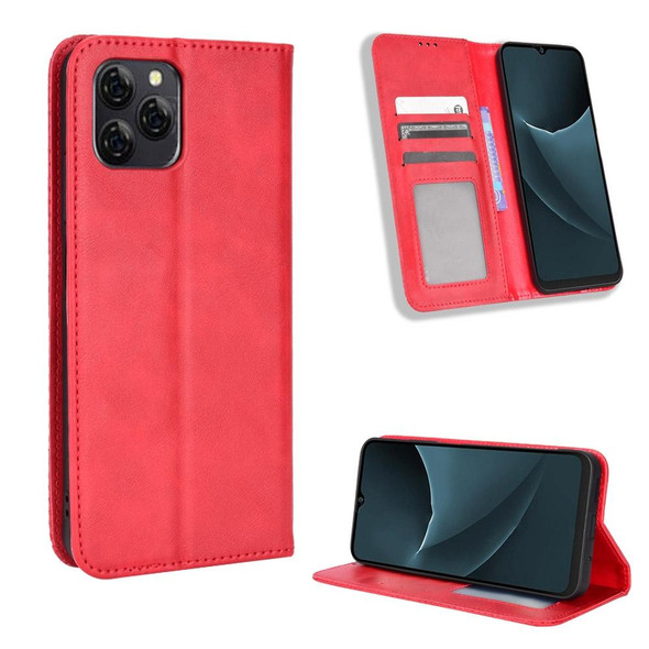 Blackview A95 Magnetic Buckle Retro Texture Leatherette Phone Case(Red)