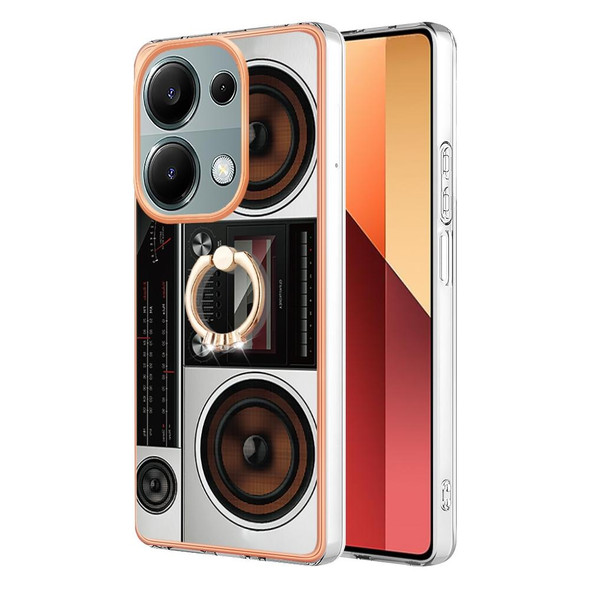 For Xiaomi Redmi Note 13 Pro 4G/Poco M6 Pro 4G Electroplating Dual-side IMD Phone Case with Ring Holder(Retro Radio)