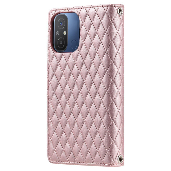 For Xiaomi Redmi 12C / 11A Glitter Lattice Zipper Wallet Leather Phone Case(Rose Gold)