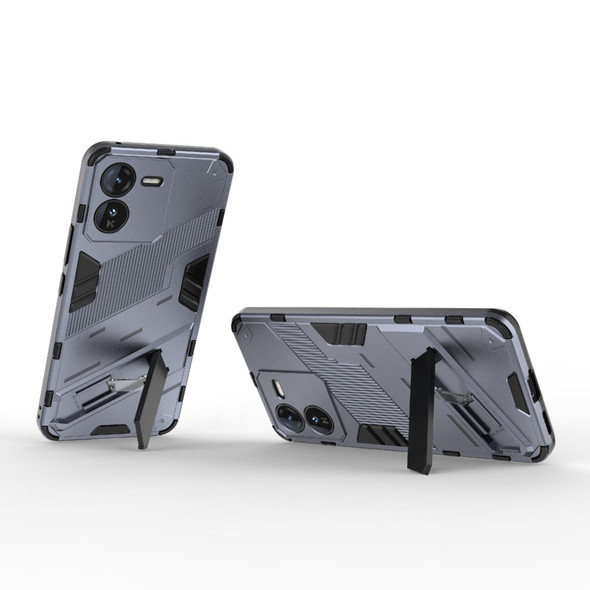 For vivo iQOO Z9 5G Punk Armor 2 in 1 PC + TPU Phone Case with Holder(Grey)