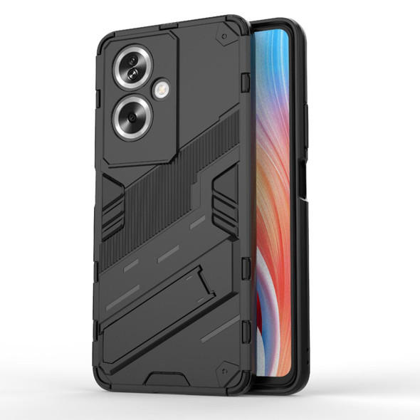 For OPPO A79 5G Global Punk Armor 2 in 1 PC + TPU Phone Case with Holder(Black)