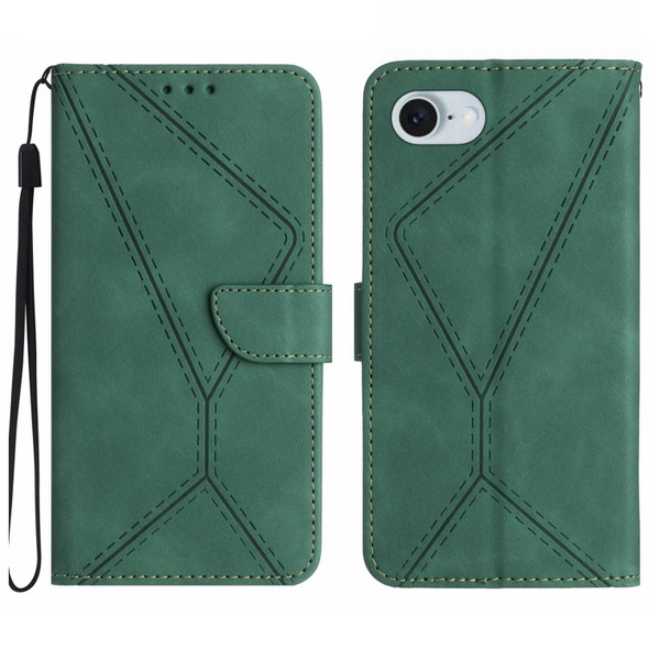 For iPhone SE 2024 Stitching Embossed Leather Phone Case(Green)