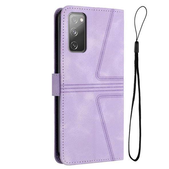 For Samsung Galaxy S20 FE 5G Triangle Solid Color Leather Phone Case(Purple)