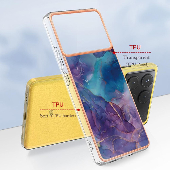 For Xiaomi Poco X6 Pro / Redmi K70E Electroplating Marble Dual-side IMD TPU Phone Case(Purple 016)