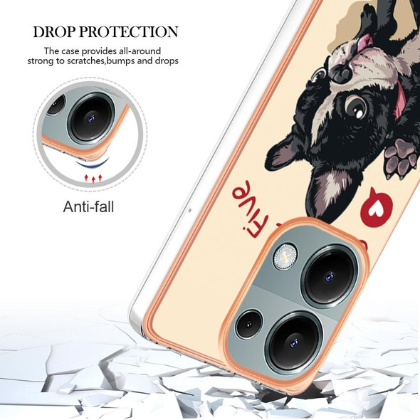 For Xiaomi Redmi Note 13 Pro 4G/Poco M6 Pro 4G Electroplating Marble Dual-side IMD Phone Case(Lucky Dog)