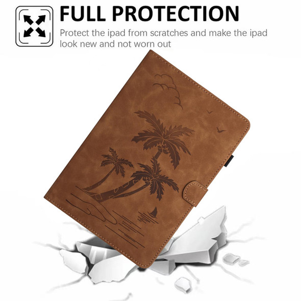 For Samsung Galaxy Tab A 9.7 T550/T555C Coconut Tree Embossed Smart Leather Tablet Case(Brown)