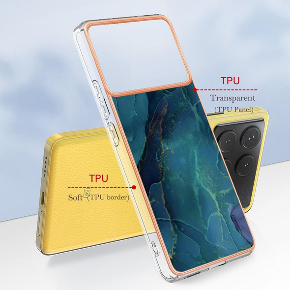 For Xiaomi Poco X6 Pro / Redmi K70E Electroplating Marble Dual-side IMD TPU Phone Case(Green 017)