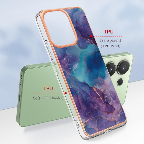 Xiaomi Redmi Note 13 4G Electroplating Marble Dual-side IMD TPU Phone Case(Purple 016)