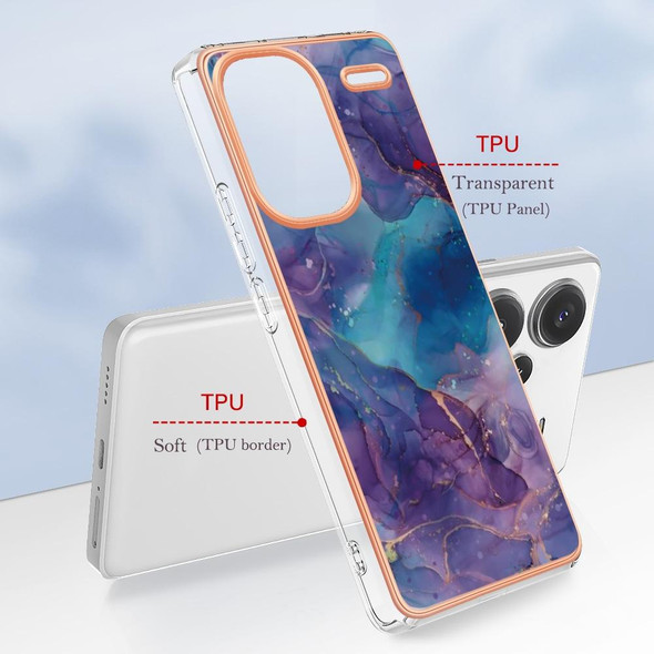 For Xiaomi Redmi Note 13 Pro+ Electroplating Marble Dual-side IMD TPU Phone Case(Purple 016)