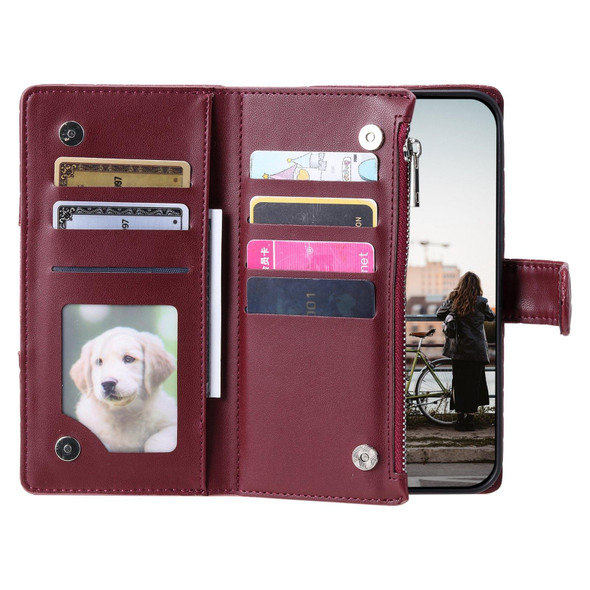 For Xiaomi Redmi 12C / 11A Glitter Lattice Zipper Wallet Leather Phone Case(Wine Red)
