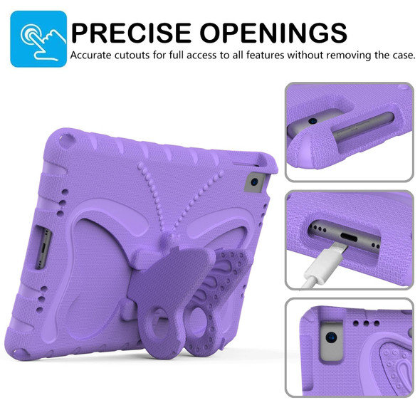 For iPad 10.2 2021 / 2020 / 2019 Butterfly Bracket EVA Shockproof Tablet Case(Light Purple)