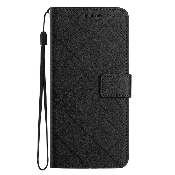 For iPhone SE 2024 Rhombic Grid Texture Leather Phone Case(Black)
