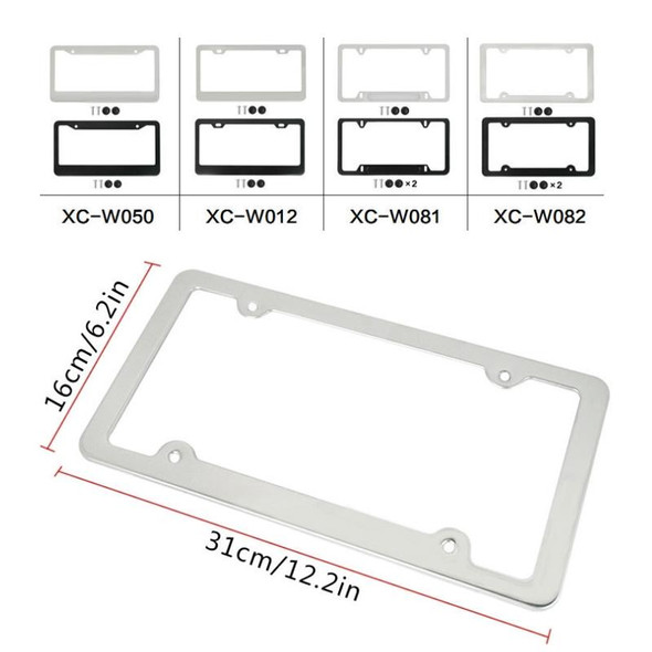 American Standard Aluminum Alloy License Plate Frame Including Accessories, Specification: Square Hole Rounded Corners Aluminum Black