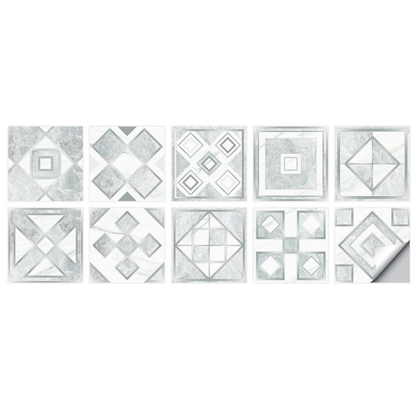 2 Sets Geometric Pattern Staircase Wall Tile Sticker Kitchen Stove Water And Oil Proof Stickers, Specification: S: 10x10cm(HT-013 Silver)