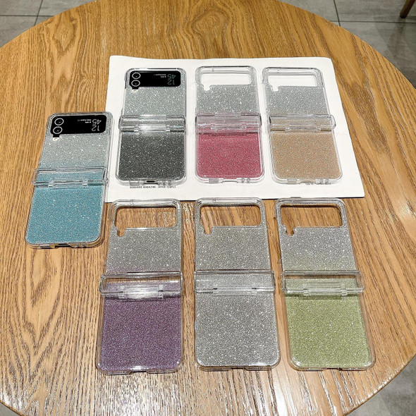 For Samsung Galaxy Z Flip4 5G Skin Feel PC Flash Paper Shockproof Phone Case(Pink Silver Gradient)