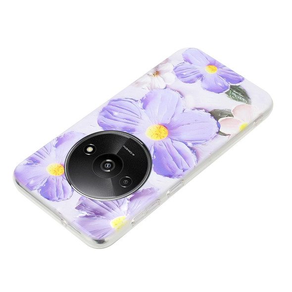 For Xiaomi Redmi A3 Colorful Painting Pattern TPU Phone Case(Purple Flowers)