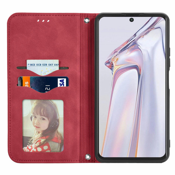 Blackview A100 Retro Skin Feel Business Magnetic Horizontal Flip Leatherette Case with Holder & Card Slots & Wallet & Photo Frame(Red)