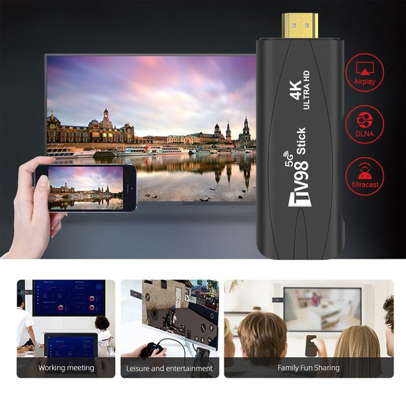 TV98 Rockchip 3228A Quad Core 4K HD Bluetooth Android TV Stick, RAM:4GB+32GB(EU Plug)