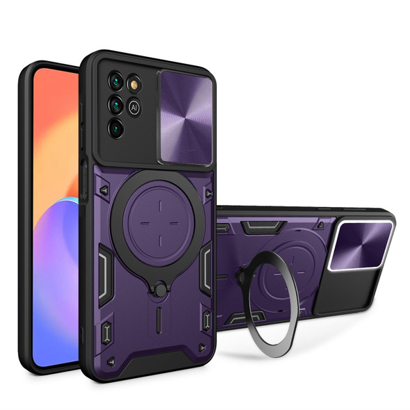 For ZTE Blade V30 Vita CD Texture Sliding Camshield Magnetic Holder Phone Case(Purple)