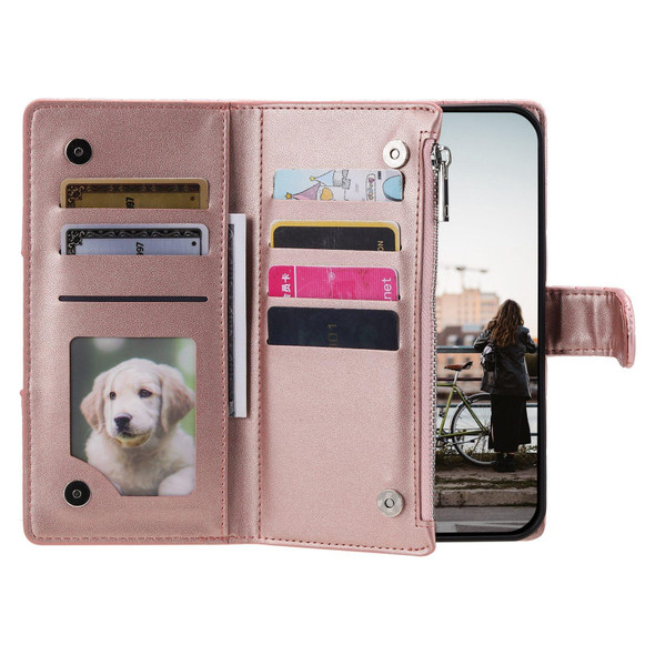 For Xiaomi Redmi Note 13 4G Global Glitter Lattice Zipper Wallet Leather Phone Case(Rose Gold)