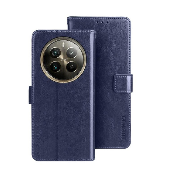 For Realme 12 Pro+ idewei Crazy Horse Texture Leather Phone Case(Blue)