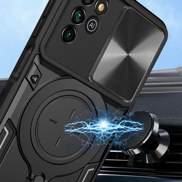 For ZTE Blade V30 Vita CD Texture Sliding Camshield Magnetic Holder Phone Case(Red)