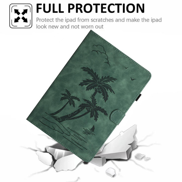 For Samsung Galaxy Tab A 9.7 T550/T555C Coconut Tree Embossed Smart Leather Tablet Case(Green)