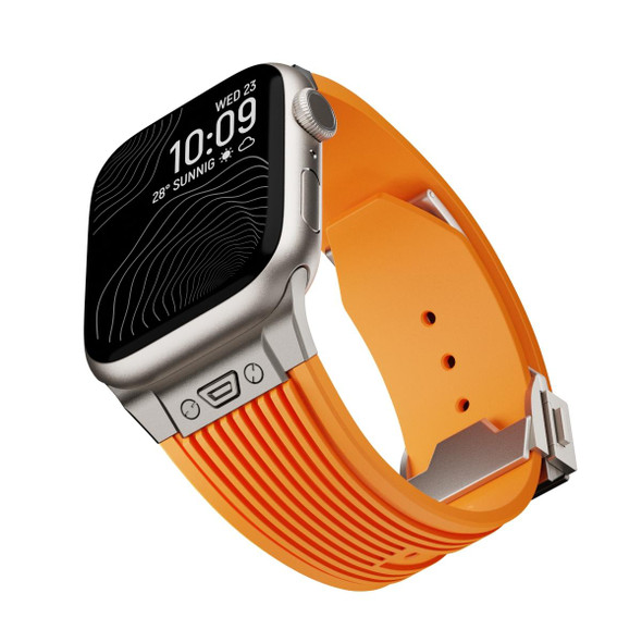 For Apple Watch 42mm Vertical Texture Elastic Silicone Watch Band(Orange)