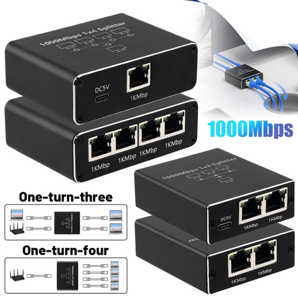 1 To 4 Gigabit Network Splitter Network Sharer RJ45 Network Cable Splitter