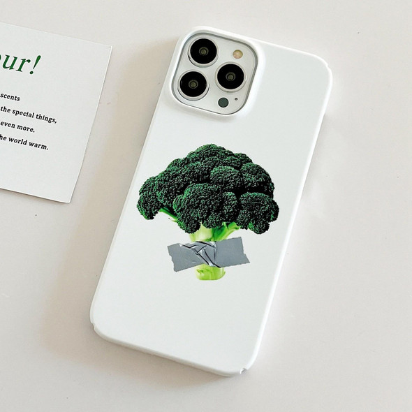 For iPhone 15 Pro Max Cartoon Film Craft Hard PC Phone Case(Broccoli)