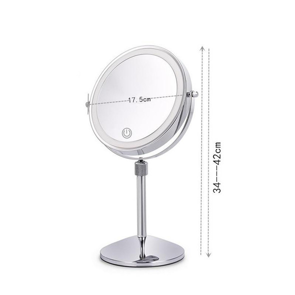 Desktop Double-SidedRound LED Luminous Makeup Mirror Liftable Magnifying Mirror, Specification:Plane + 3 Times Magnification(7-inch Battery Model)