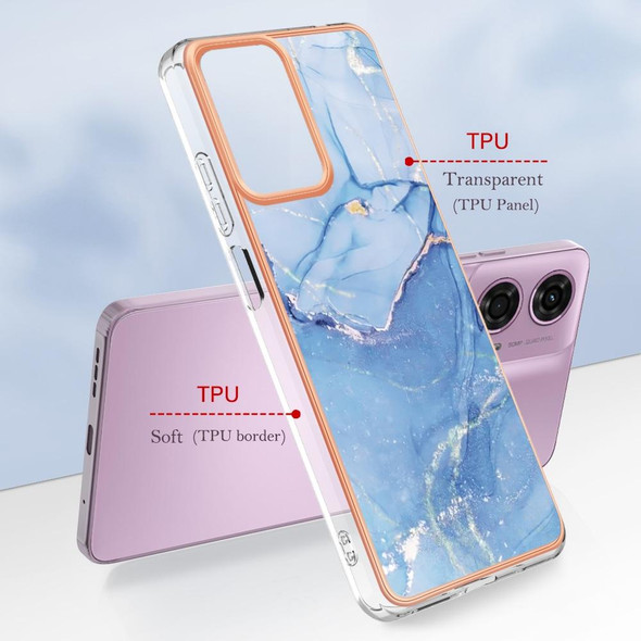 For Motorola Moto G04 / G24 4G Electroplating Marble Dual-side IMD Phone Case(Blue 018)