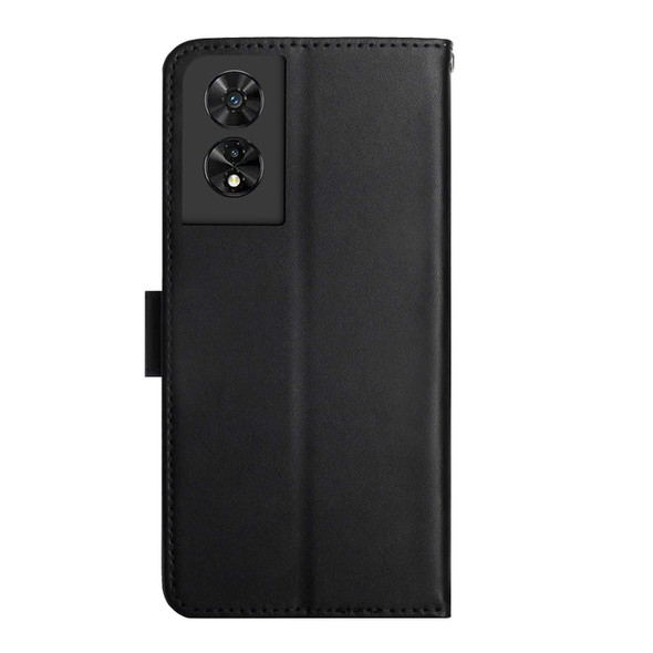 For TCL 505 Genuine Leather Fingerprint-proof Flip Phone Case(Black)