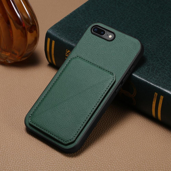 For iPhone 7 Plus / 8 Plus D04 Calf Texture Dual Card Slot Holder Phone Case(Green)