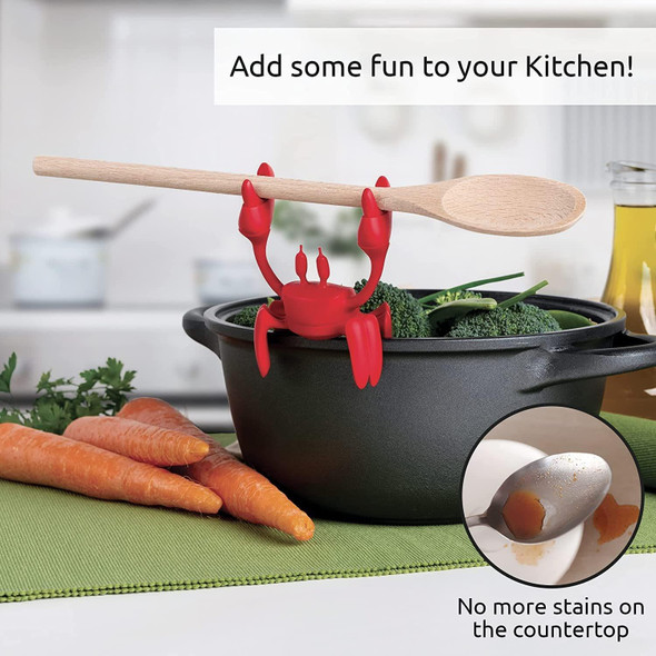 Crab Shape Kitchen Grill Utensil Holder Spoon Holder Steam Releaser(Red)