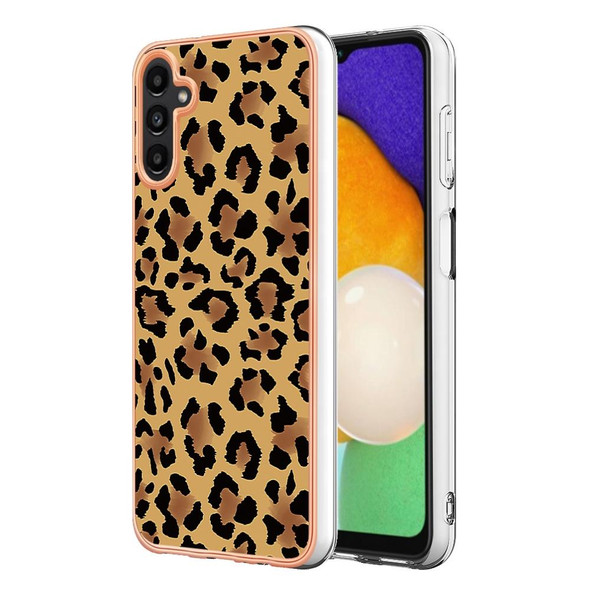 For Samsung Galaxy A35 5G Electroplating Marble Dual-side IMD Phone Case(Leopard Print)